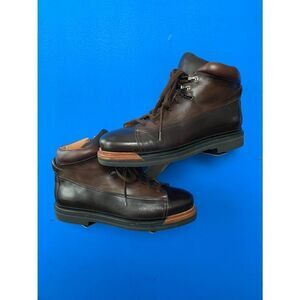 SANTONI EVEREST HIKING BOOT 8.5  D DERBY BURNISHED BROWN ZIPPER